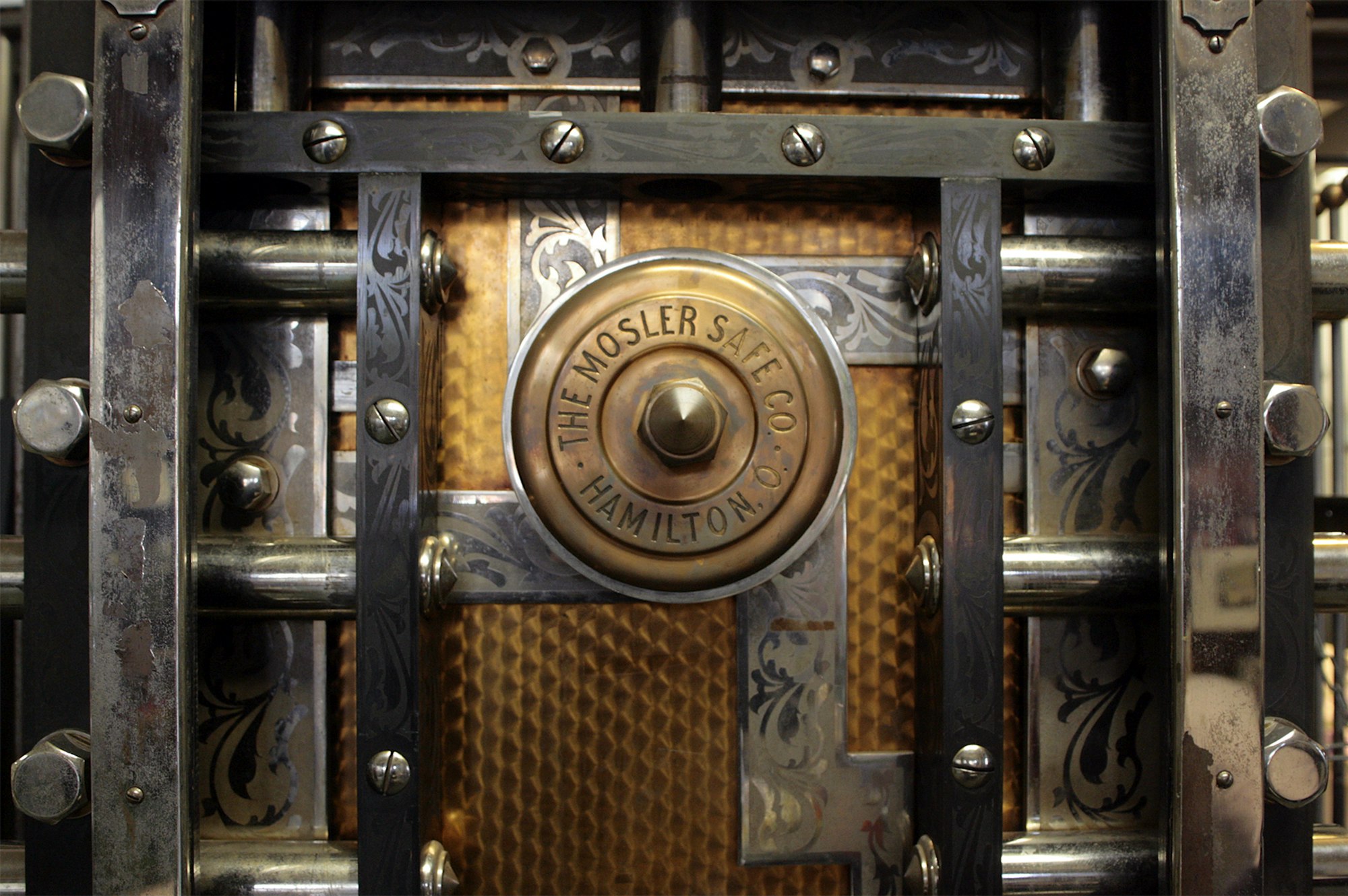 Vintage Mosler safe brass dial