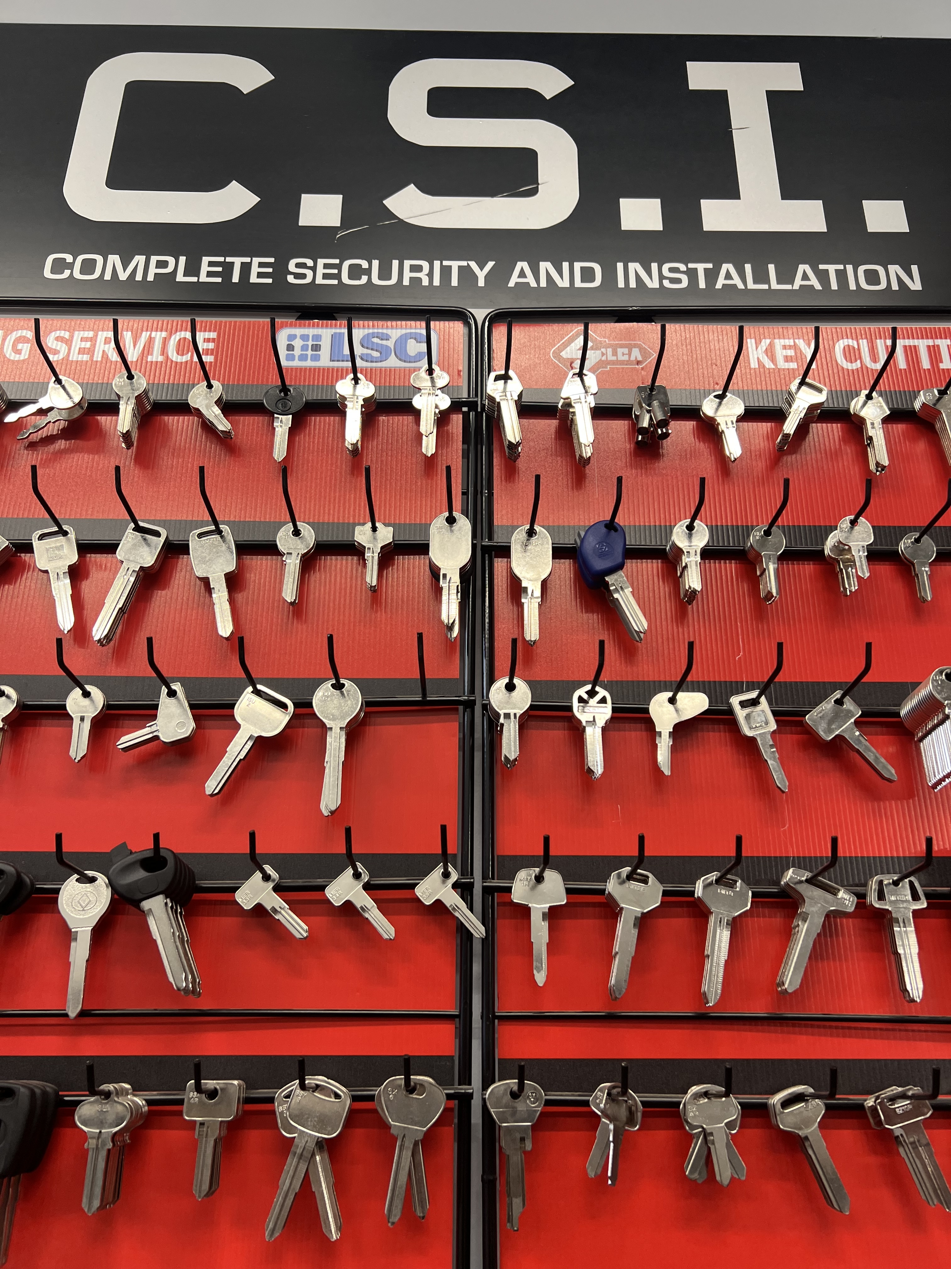 Noel's wall of key blanks